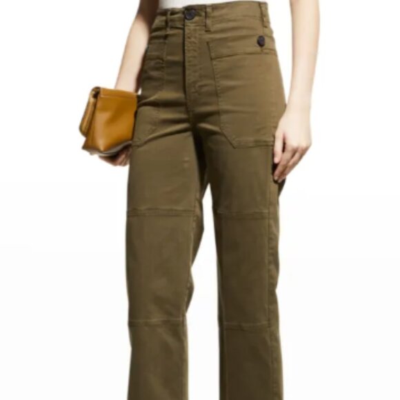 FRAME Army Green Oversized Pocket Utility Pants - 23 - Picture 1 of 5